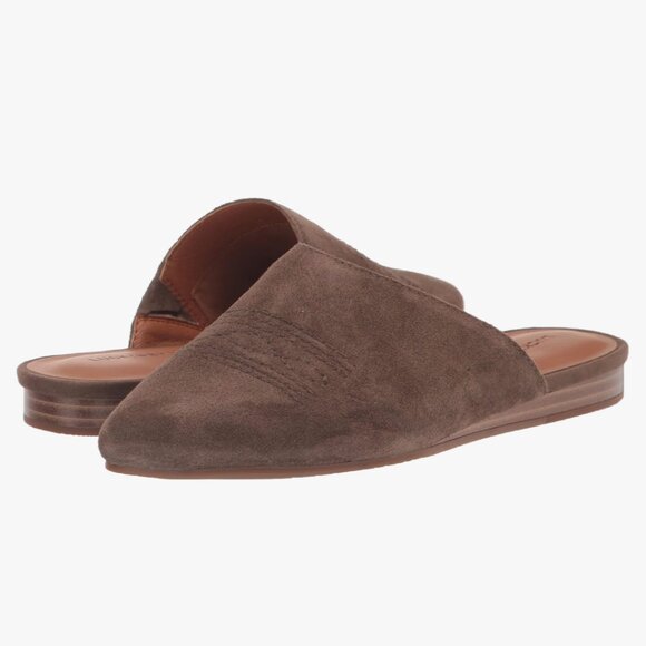 NEW Lucky Brand Women's Belky Suede Flat Mule Slip-ons in Carafe Brown Grey 7 - Picture 1 of 8